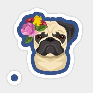 Pug dog portrait flat Sticker